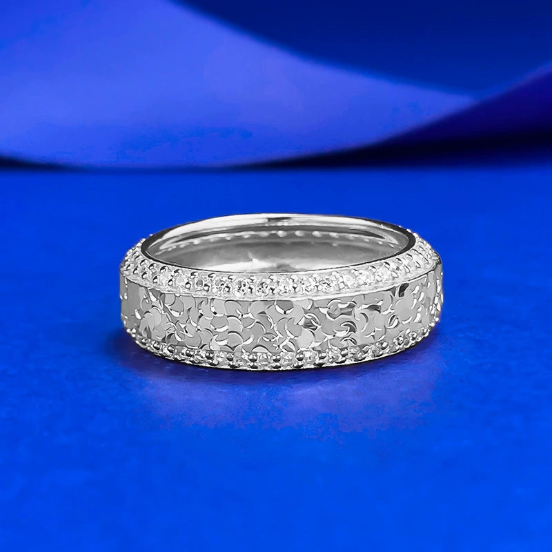 Heavy Craft S925 Silver Ring | NCN Cut Wide Band, Ice Crack Finish