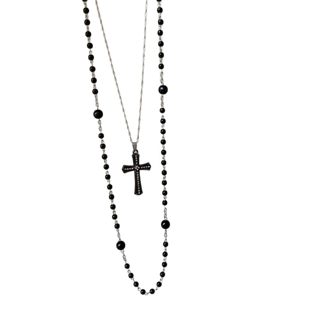 Layered Cross Pendant Necklace - Sweet & Cool Style