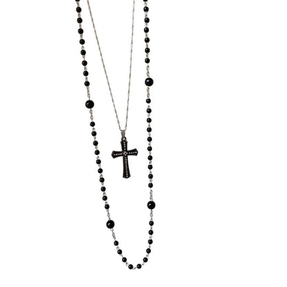 Layered Cross Pendant Necklace - Sweet & Cool Style
