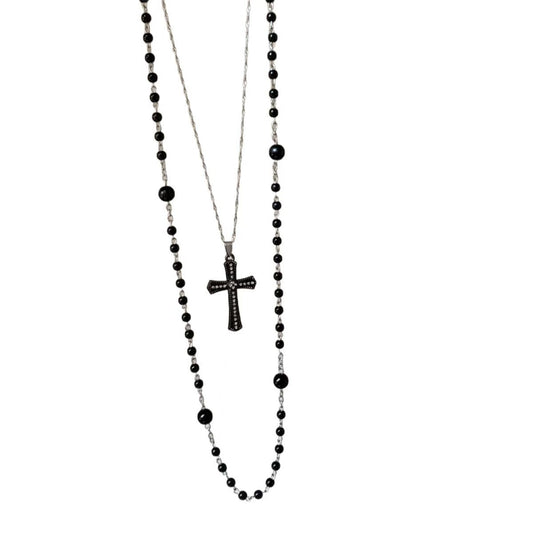 Layered Cross Pendant Necklace - Sweet & Cool Style