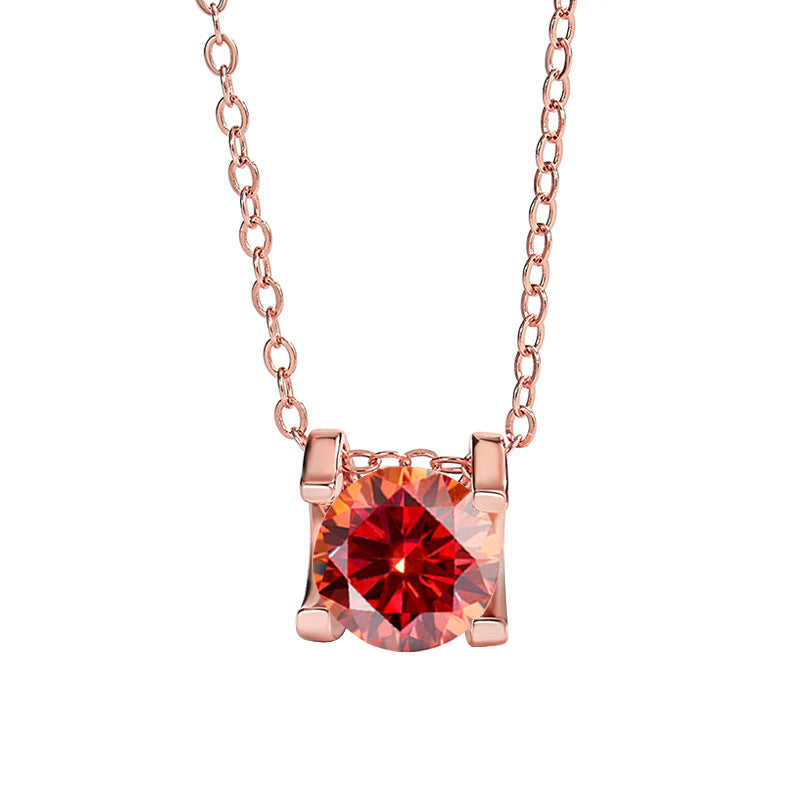 Ricady Jewel 925 Silver Plated PT950 Gold 1CT Moissanite Classic牛头 Pendant Necklace