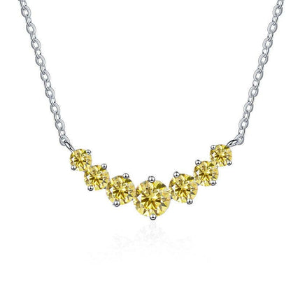 S925 Sterling Silver Gold-Tone Necklace for Women, Minimalist Smile Style with 2.8ct Colored Moissanite