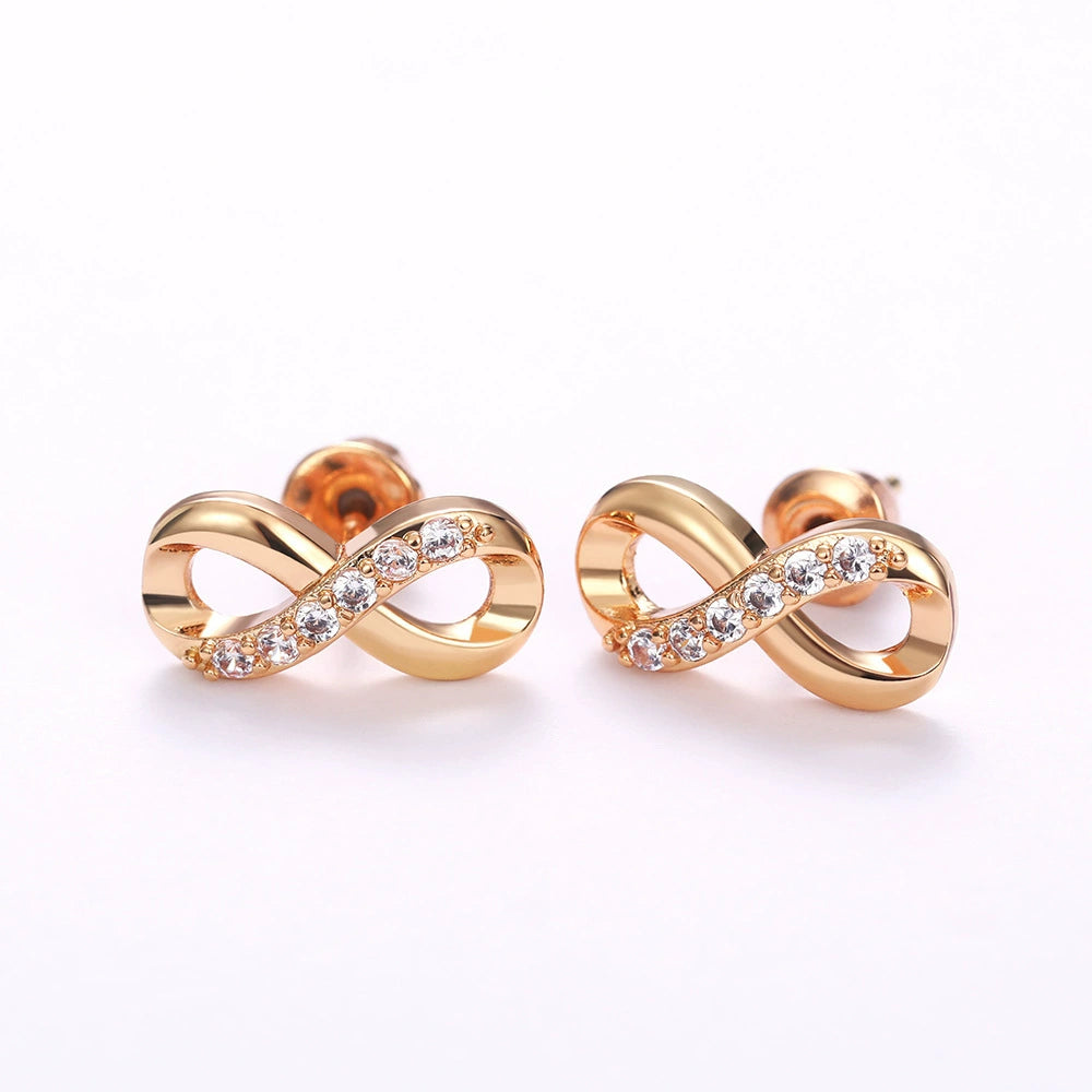 Ricady Jewel Minimalist Infinity Stud Earrings for Women, Elegant Everyday Symbol Jewelry