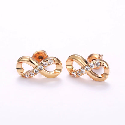 Ricady Jewel Minimalist Infinity Stud Earrings for Women, Elegant Everyday Symbol Jewelry