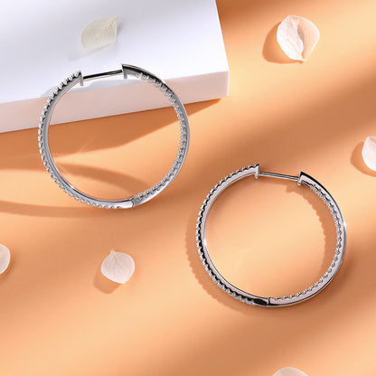 S925 Silver Plated 18K Gold Hoop Earrings - Sparkling Moissanite Diamond Statement Earrings