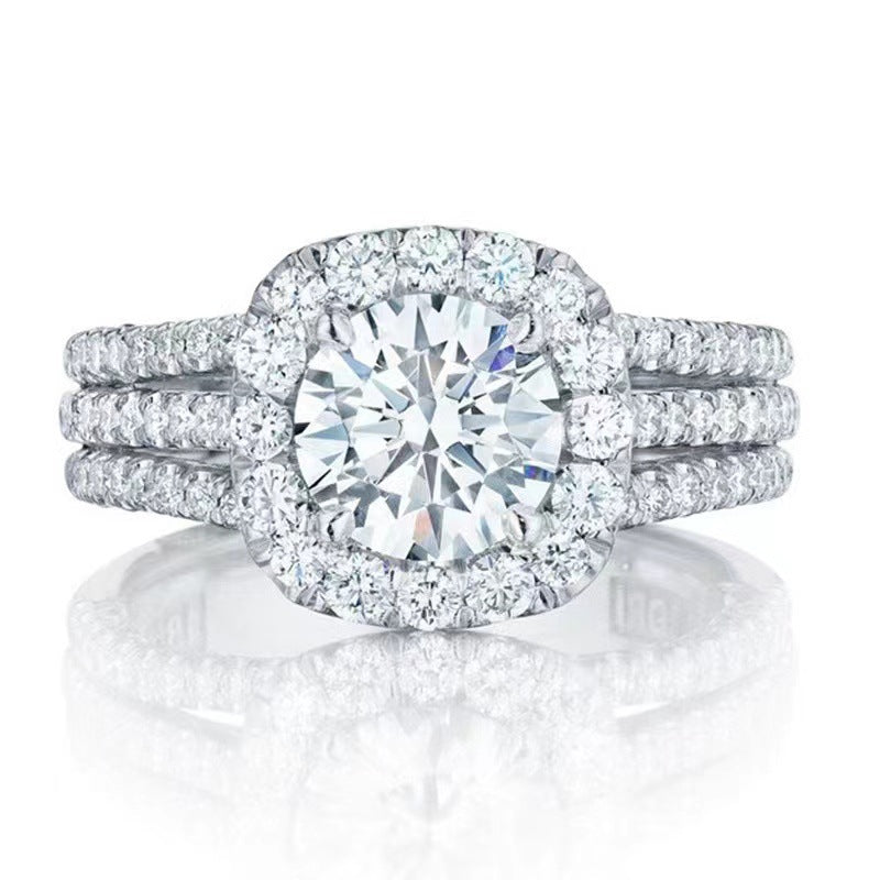 Luxury Full Diamond Engagement Ring for Women - Micro-Inlaid Zircon Statement Ring