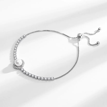 Mermaid Style Faux Pearl Bracelet - Adjustable Pull-On Design, Minimalist Luxury
