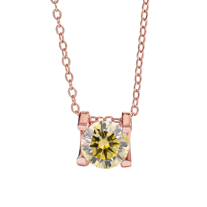 Ricady Jewel 925 Silver Plated PT950 Gold 1CT Moissanite Classic牛头 Pendant Necklace