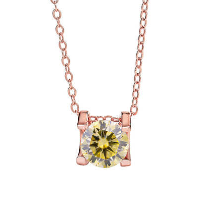 Ricady Jewel 925 Silver Plated PT950 Gold 1CT Moissanite Classic牛头 Pendant Necklace