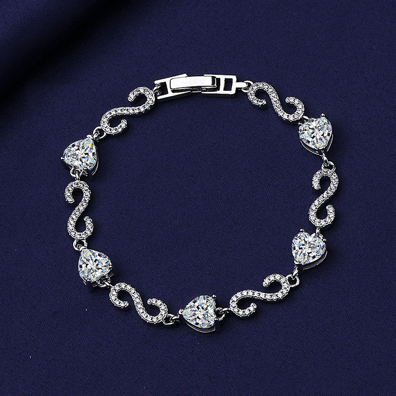 Trendy 8-Shaped Heart AAA Zircon Bracelet for Women - Handmade Fashion Jewelry Gift