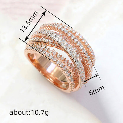 Trendy Multi-Layer Crisscross Ring for Women - Micro-Pavé Zircon Engagement Gift