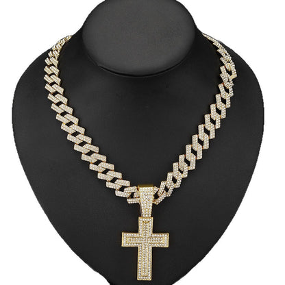 Hip Hop Cross Pendant Necklace with Cuban Chain - Bold Statement