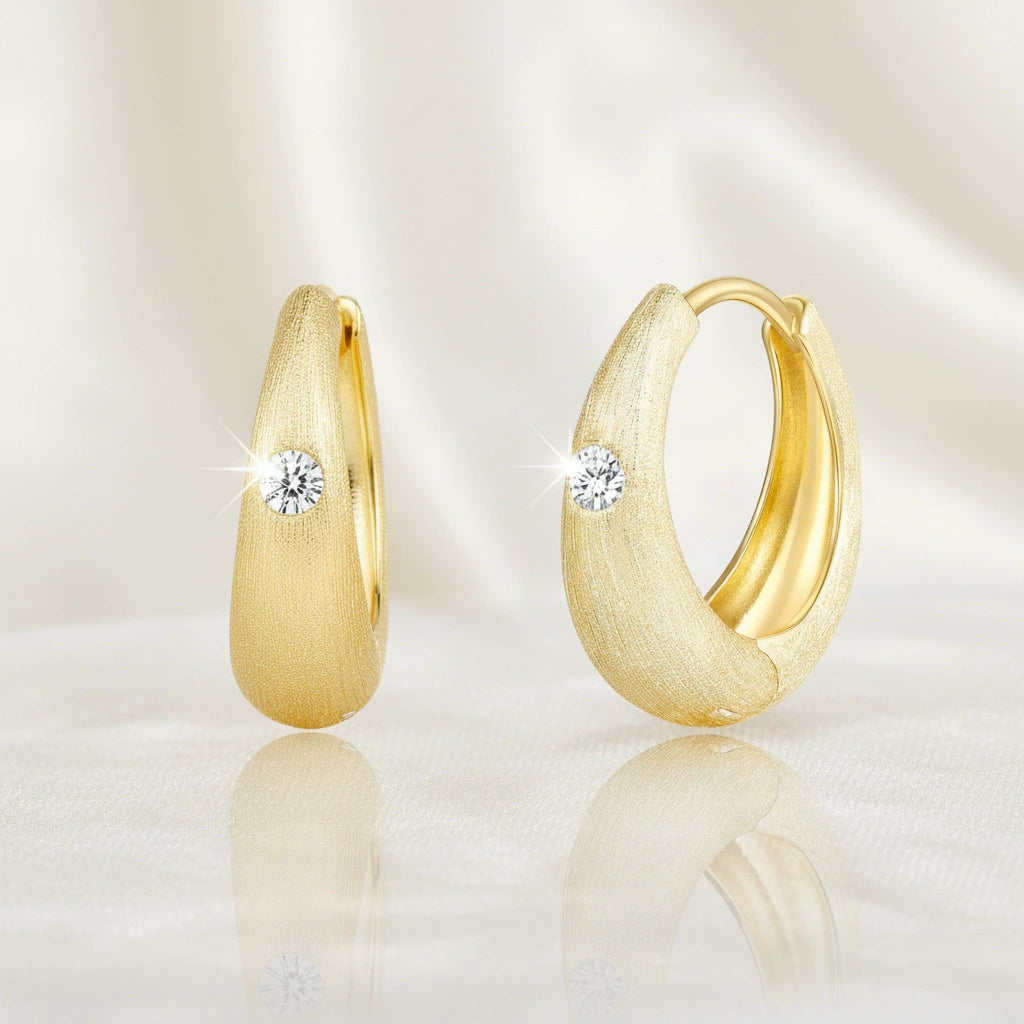 S925 Sterling Silver Moissanite Earrings - Minimalist拉丝Ear Cuffs for Women