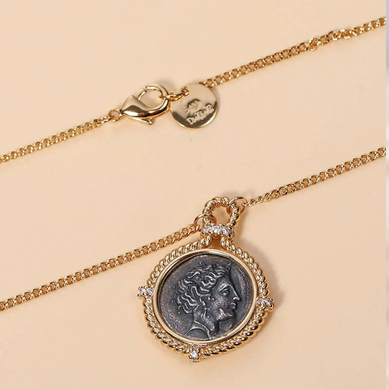 Hera Ancient Coin Pendant Necklace in 925 Sterling Silver