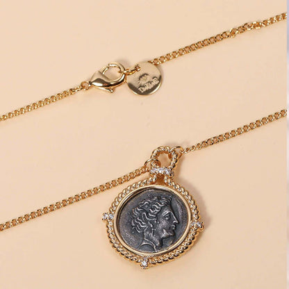 Hera Ancient Coin Pendant Necklace in 925 Sterling Silver