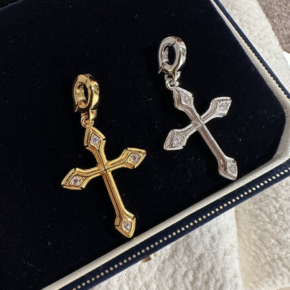 S925 Sterling Silver Cross Pendant, Vintage Zircon, Minimalist Fashion