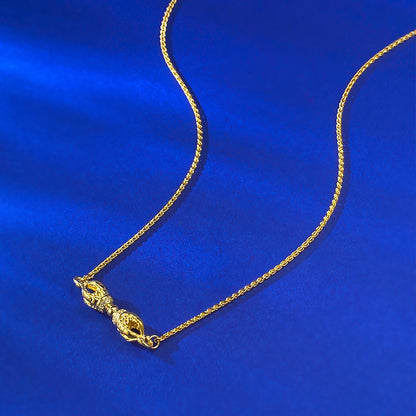 Ricady Jewel S925 Silver Gold Vajra Necklace, Ancient-Style Diamond Inlay