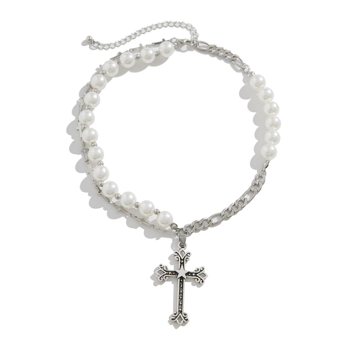 Pearl Bead Snowflake Pendant Necklace - Casual Fashion Style