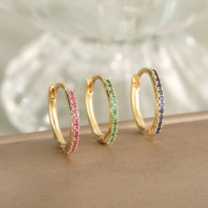 Luxury Copper Earrings with Colored Zircon - Trendy Hip Hop Hoop Earrings