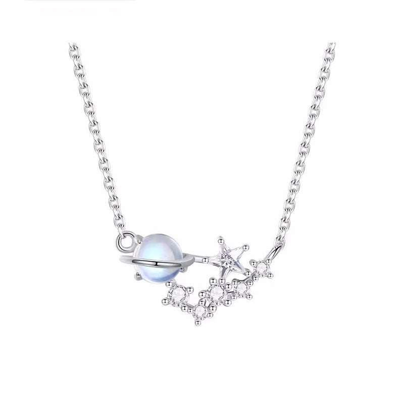 Women's 925 Silver Cosmic Planet Necklace - Minimalist Luxury & Unique Design