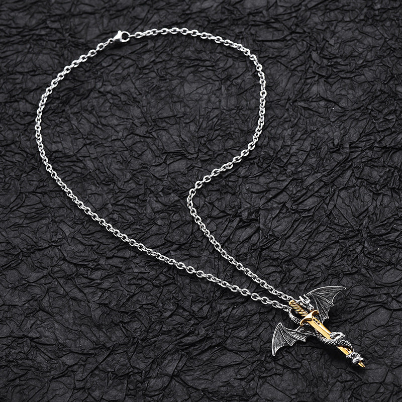 Angel Wing Pearl Chain Necklace | Titanium Steel Fashion Pendant