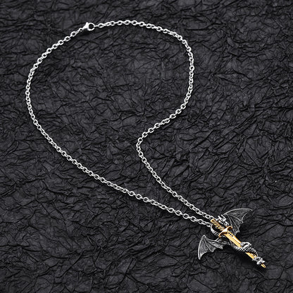 Angel Wing Pearl Chain Necklace | Titanium Steel Fashion Pendant