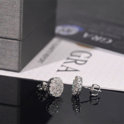 925 Sterling Silver VVS Moissanite Round Stud Earrings - Unisex High-Quality Jewelry