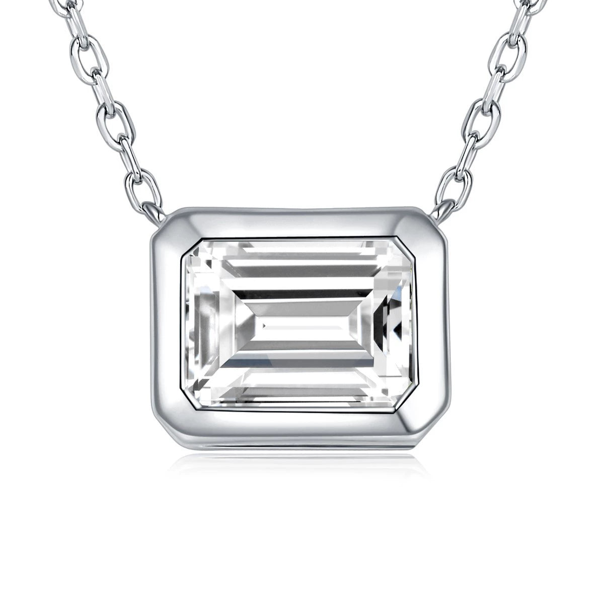 Ricady Jewel 6×8mm Emerald-Cut Blue-Green Moissanite Pendant - S925 Silver 18K Gold-Plated Choker