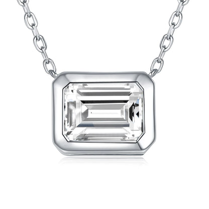 Ricady Jewel 6×8mm Emerald-Cut Blue-Green Moissanite Pendant - S925 Silver 18K Gold-Plated Choker