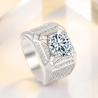 Men's Wide Band Diamond Ring - Luxury Business Style