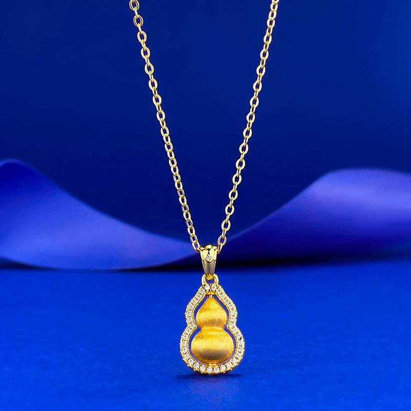 Ricady Jewel 925 Silver Neo-Chinese Necklace | Vintage Wire-Drawn Rotating Gourd Pendant