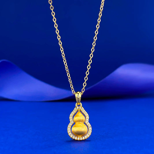 Ricady Jewel 925 Silver Neo-Chinese Necklace | Vintage Wire-Drawn Rotating Gourd Pendant