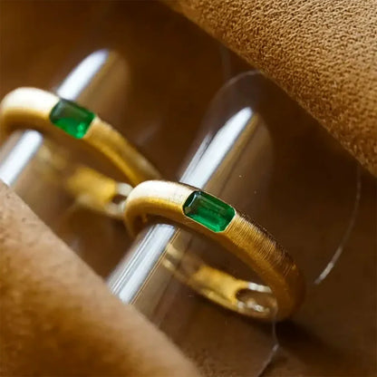 Ricady Jewel Vintage Brushed Emerald Ring for Women