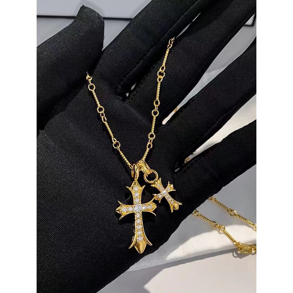 Double Cross Geometric Choker Necklace | Punk Style Alloy Chain