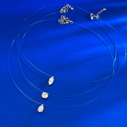 S925 Silver Invisible Fishing Line Necklace - Summer Versatile Collar Chain