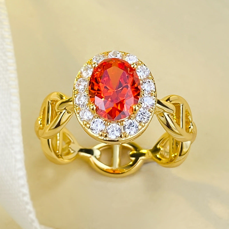 Fanta Orange Ring 925 Sterling Silver - Women's European & American Stylish Design
