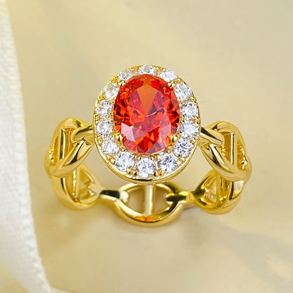 Fanta Orange Ring 925 Sterling Silver - Women's European & American Stylish Design