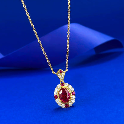 Women's S925 Silver Pigeon Blood Pendant | Elegant Dainty Collar Necklace