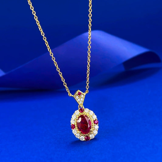 Women's S925 Silver Pigeon Blood Pendant | Elegant Dainty Collar Necklace