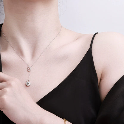 S925 Silver Gourd Pendant Necklace - Dainty Moissanite for Women