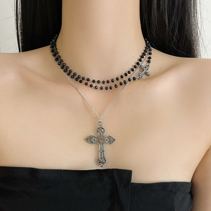 Two-Piece Cross Choker Necklace Set - Sweet & Cool Style