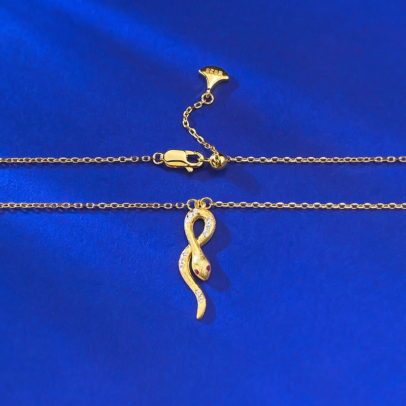Ricady Jewel 925 Gold-Plated Wrap Choker | Wire-Drawn Snake Pendant Lucky Style