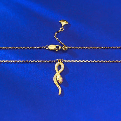 Ricady Jewel 925 Gold-Plated Wrap Choker | Wire-Drawn Snake Pendant Lucky Style