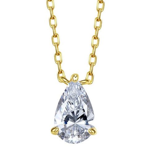 Women's S925 Silver Pear-Shaped Necklace, CZ Layering Clavicle Pendant