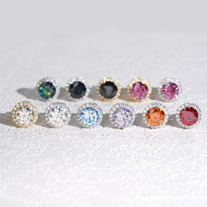 S925 Silver 11mm Round Full Diamond Earrings - Unisex Hip Hop VVS Moissanite Studs