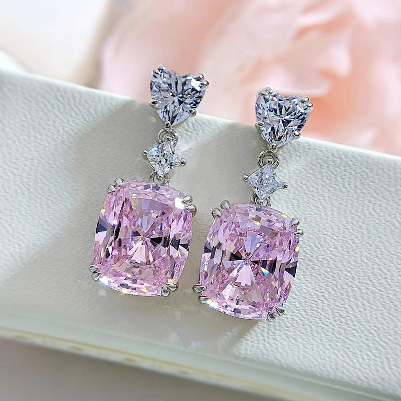 Sparkle & Versatile 11CT High Carbon Diamond Square Earrings