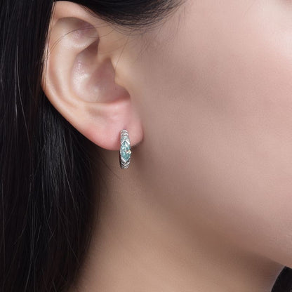 Cool Blue Moissanite Earrings - S925 Sterling Silver Edgy Neutral Niche Design Jewelry