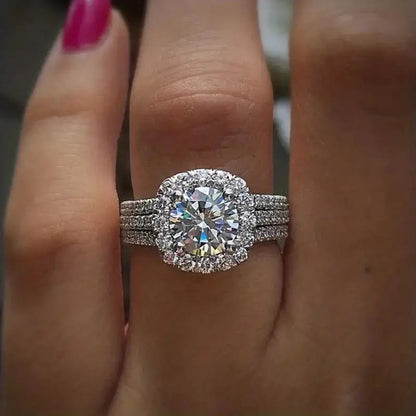 Luxury Full Diamond Engagement Ring for Women - Micro-Inlaid Zircon Statement Ring