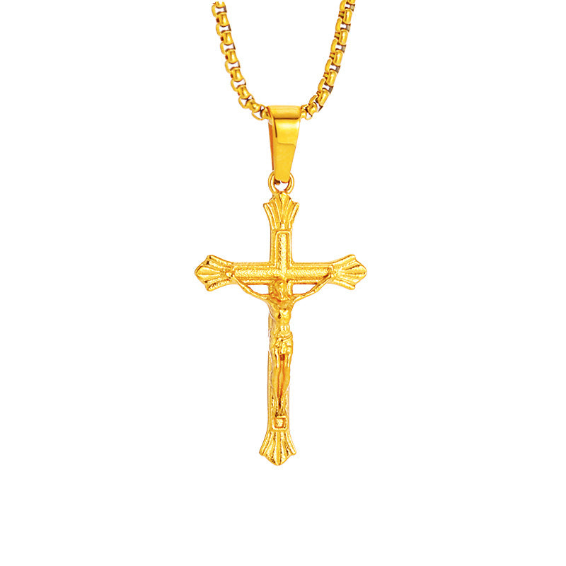 Titanium Steel Cross Pendant - Bold Geometric Design