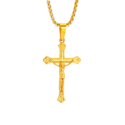 Titanium Steel Cross Pendant - Bold Geometric Design